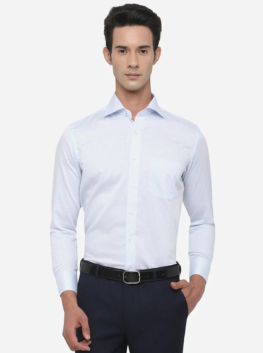 Light Blue Checked Slim Fit Formal Shirt | Metal