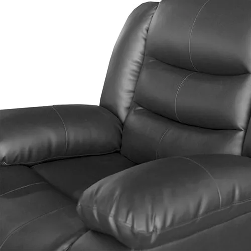 Luxurious Recliner Sofa Set Black Faux Leather, High Density Foam