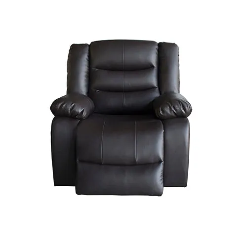 Luxurious Recliner Sofa Set Black Faux Leather, High Density Foam