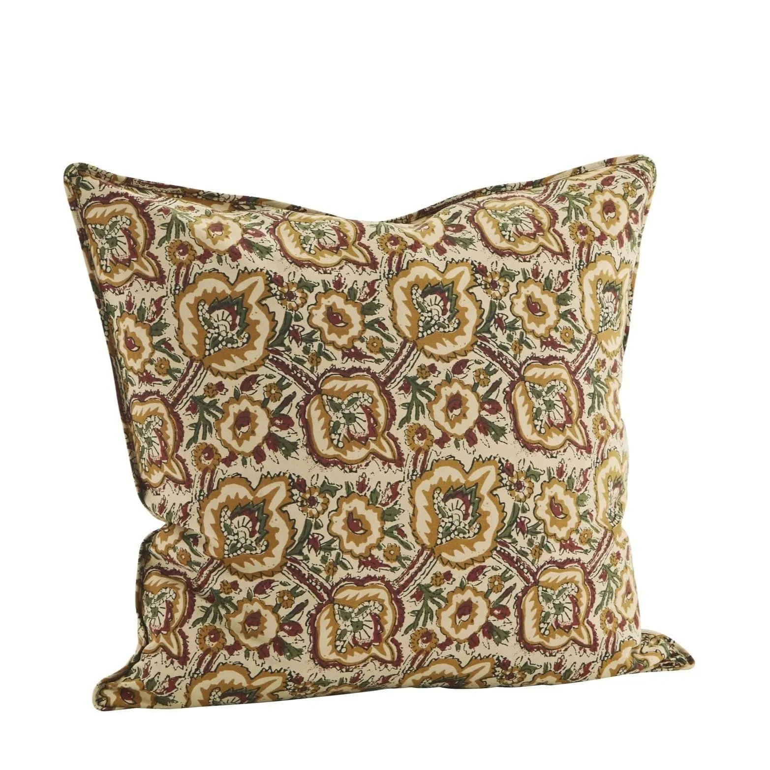 Madam Stoltz Printed Cushion Cover Beige Tomato