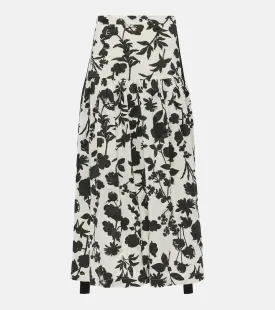 Max Mara udente cotton maxi skirt with floral print, white