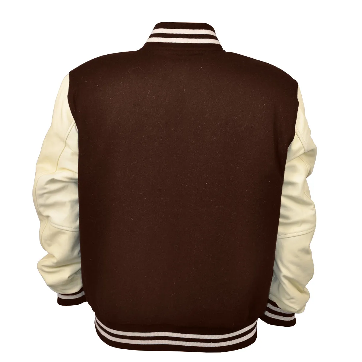 Men's Varsity Jackets Genuine Leather Sleeve And Wool Body Brown/Cream