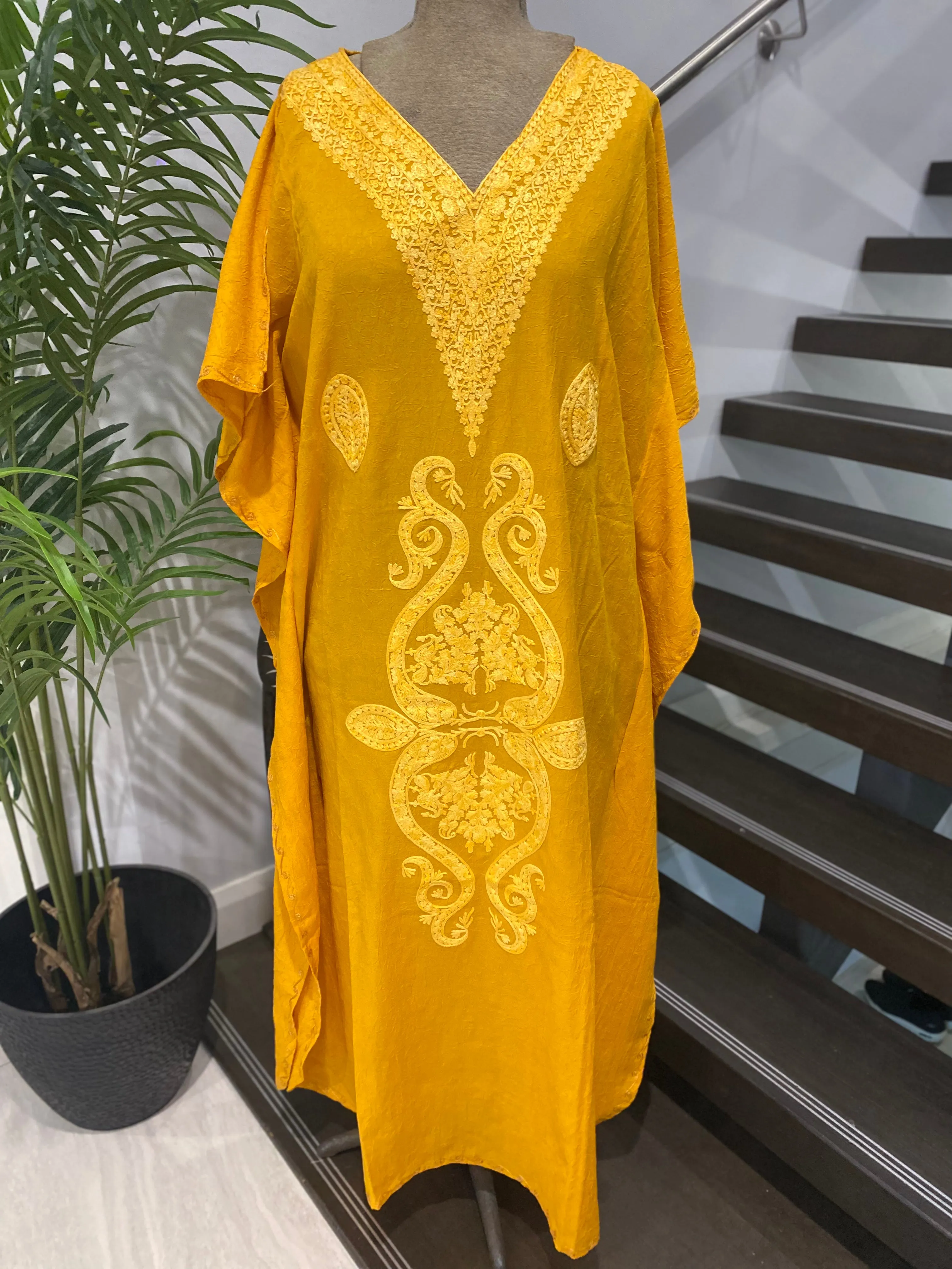 Mia Long Embroidered Cotton Kaftan