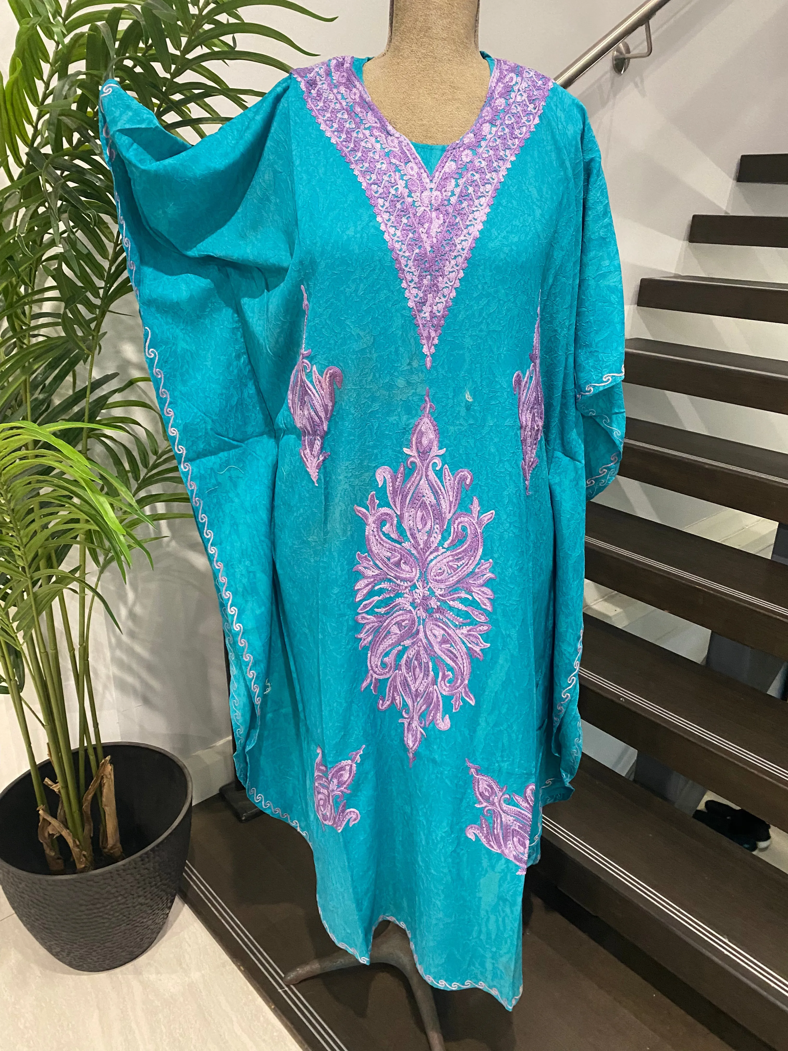 Mia Long Embroidered Cotton Kaftan