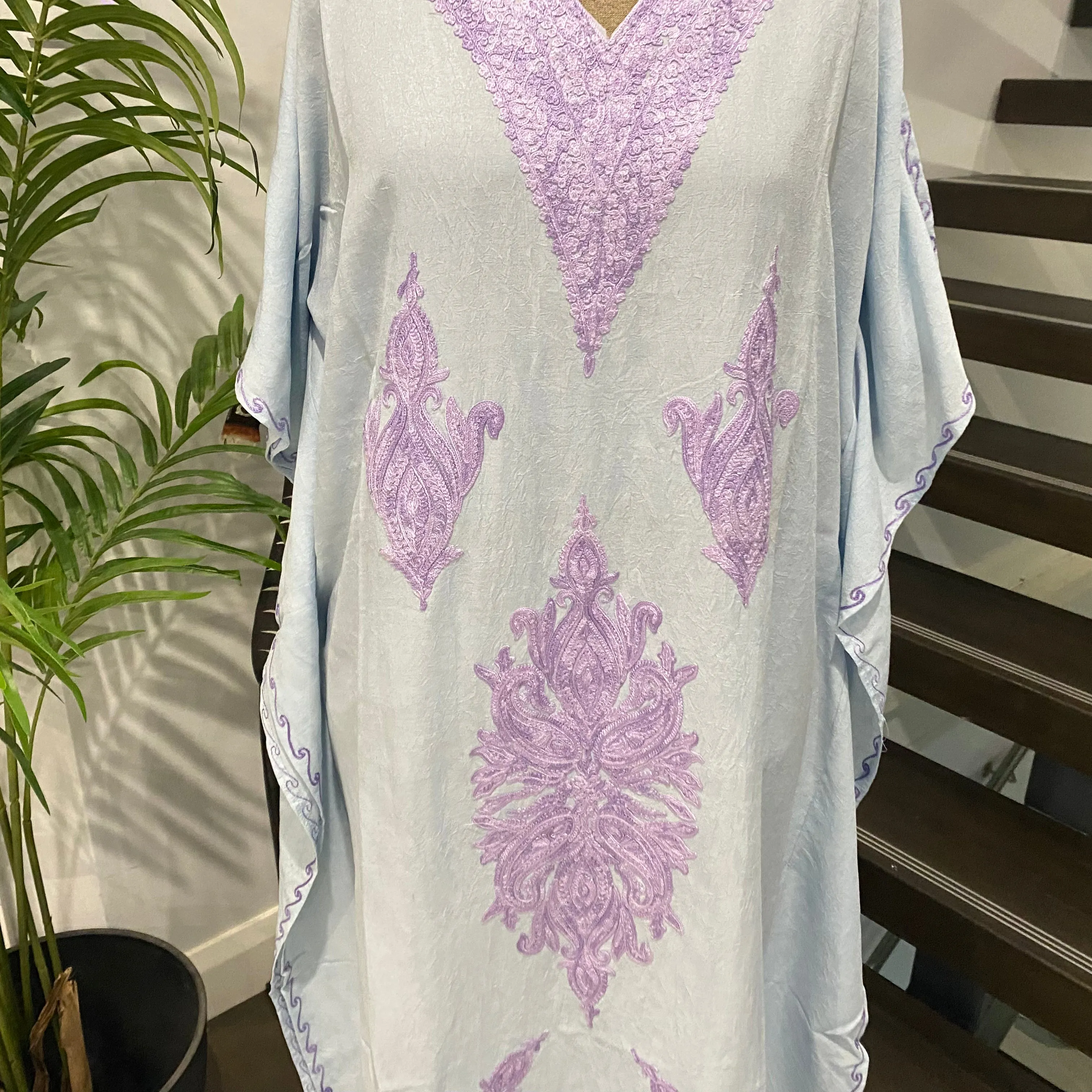 Mia Long Embroidered Cotton Kaftan