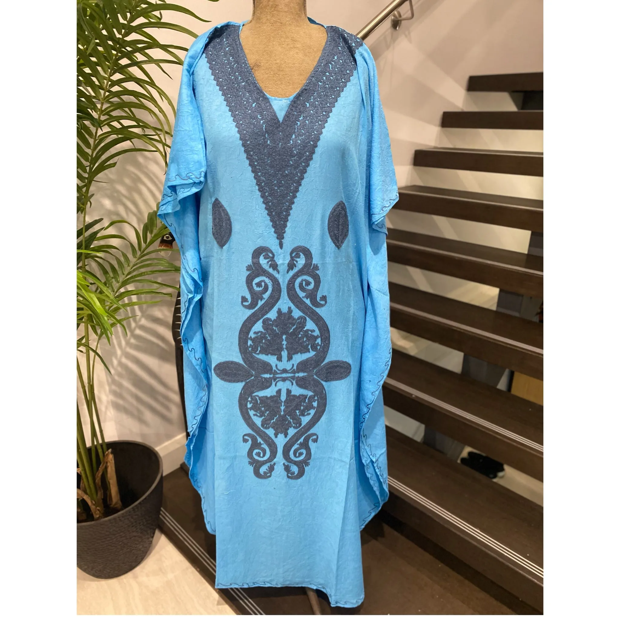 Mia Long Embroidered Cotton Kaftan