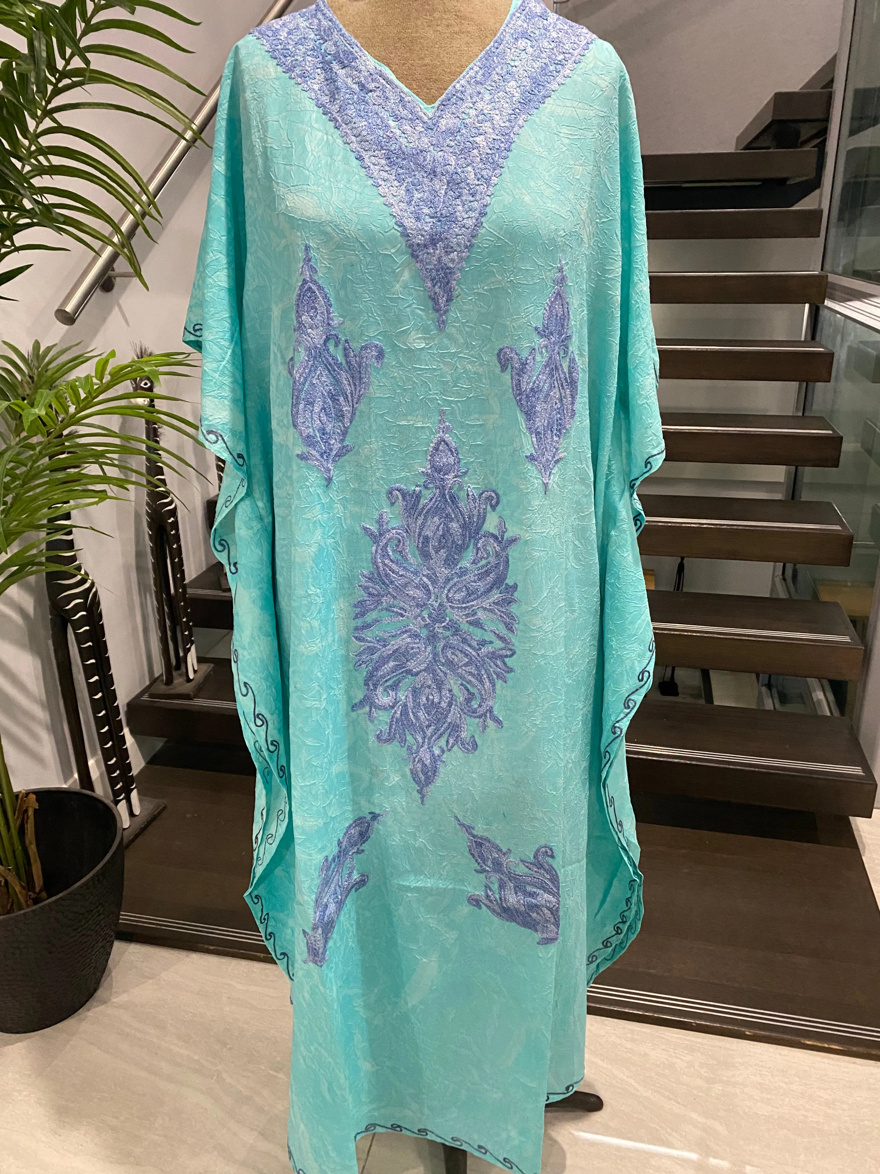 Mia Long Embroidered Cotton Kaftan