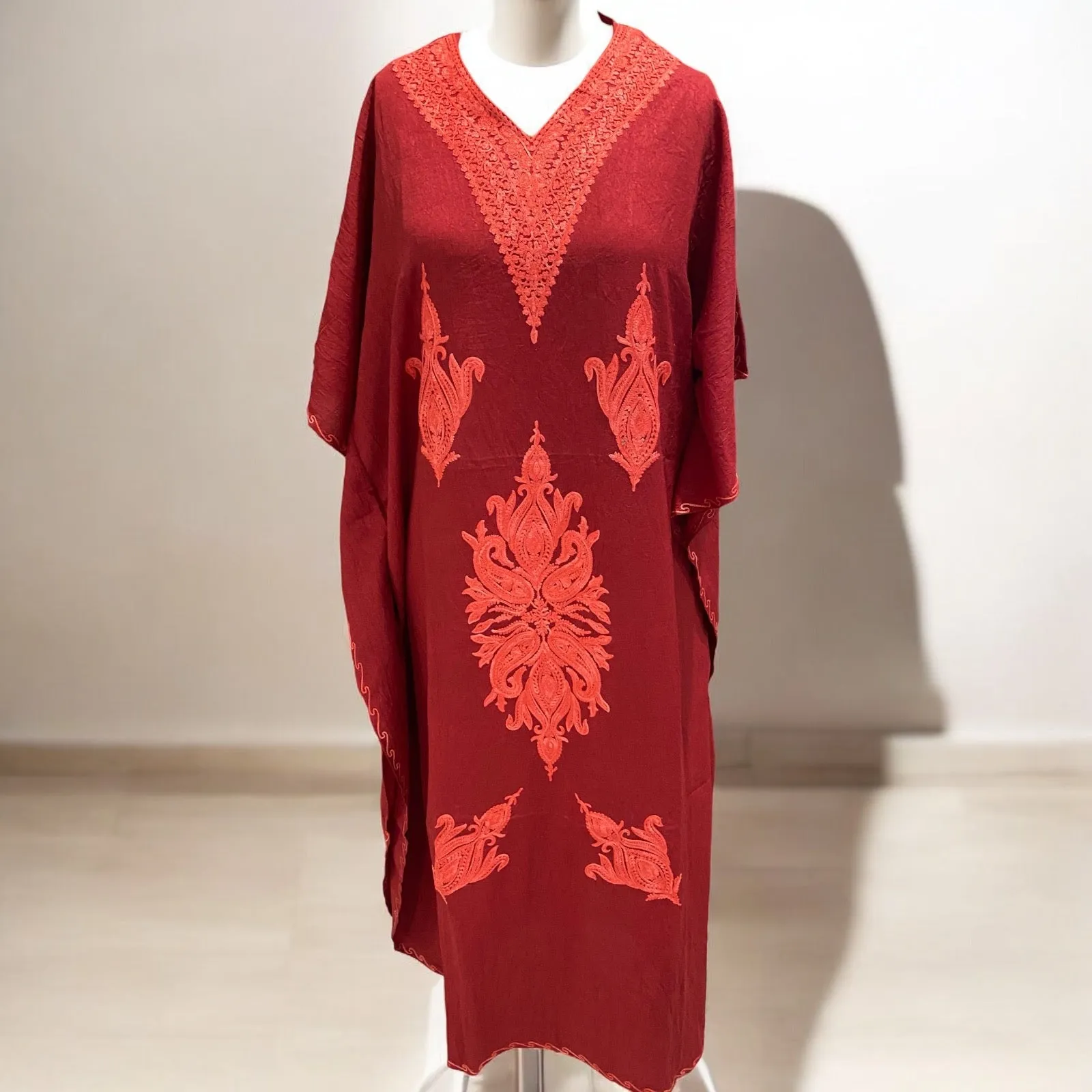 Mia Long Embroidered Cotton Kaftan