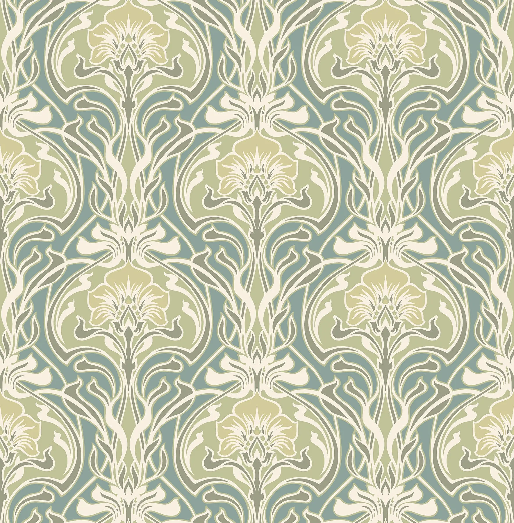 Mucha Botanical Ogee Wallpaper