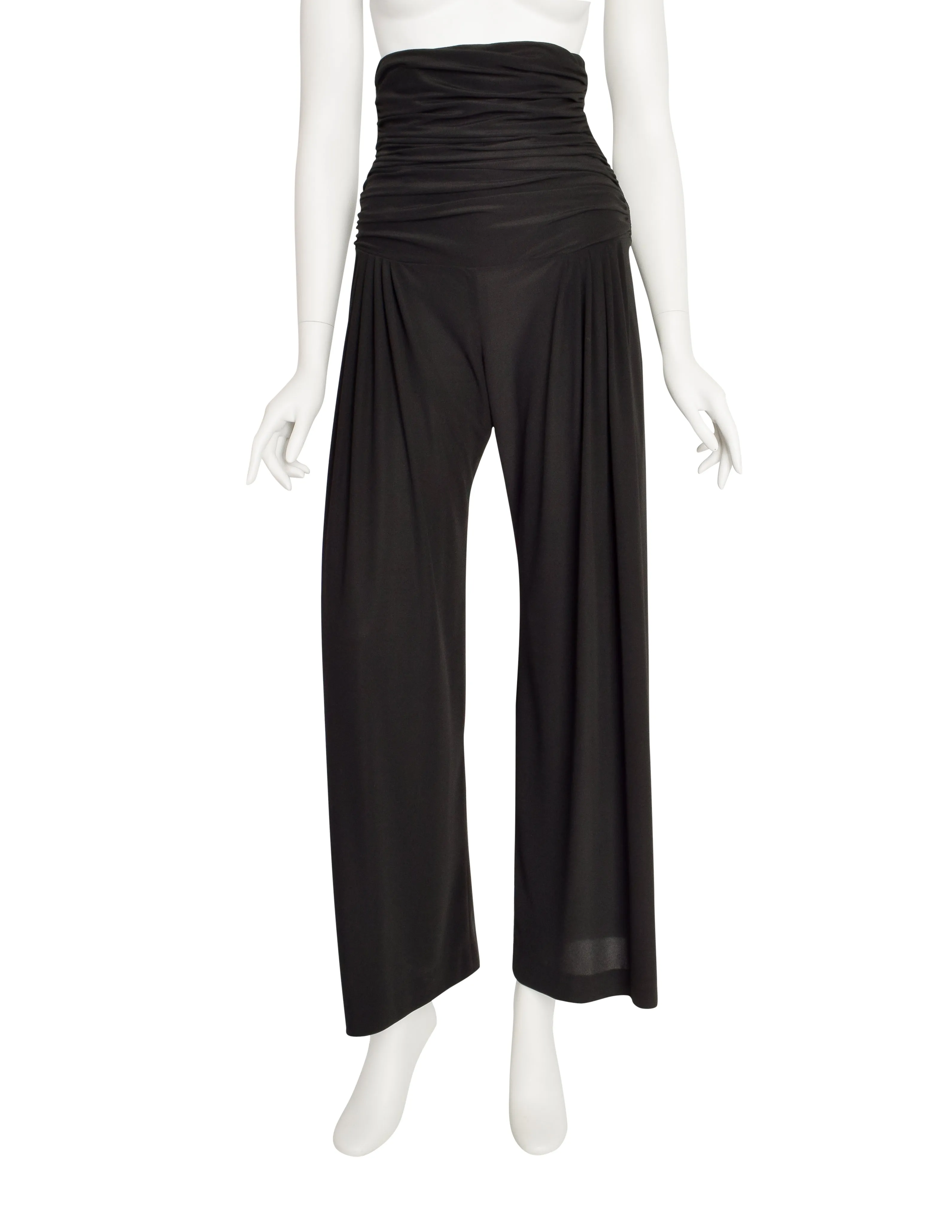 Norma Kamali Vintage Black Ultra High Waist Ruched Pants