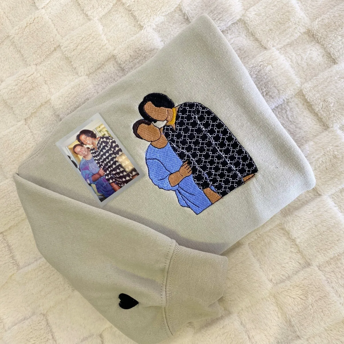 Personalized Matching Best Friend Sweatshirts with Photo Outline, Icon Name on Sleeve