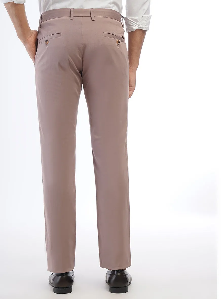 Pink Solid Slim Fit Casual Trouser | Greenfibre