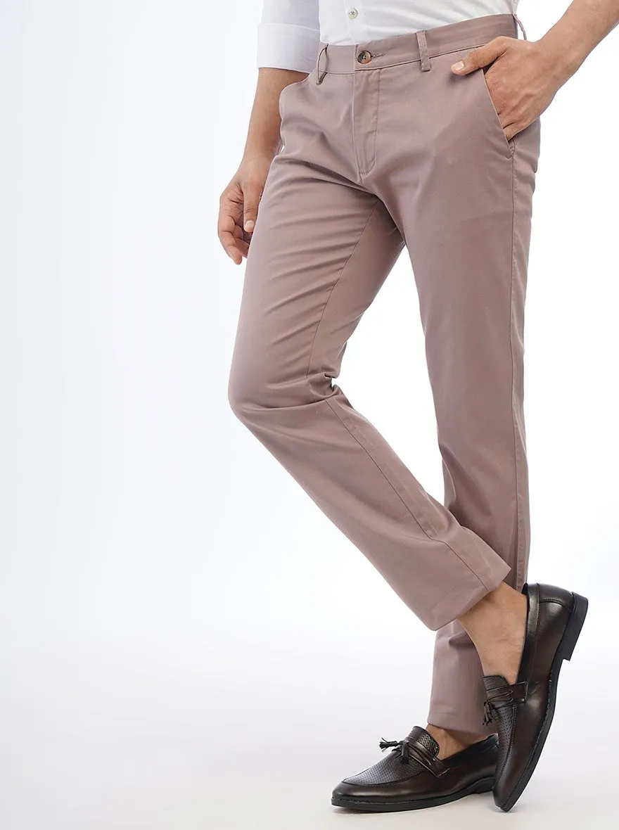 Pink Solid Slim Fit Casual Trouser | Greenfibre