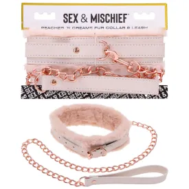 Sex & Mischief Peaches n CreaMe Fur Collar & Leash - Peach Restraint