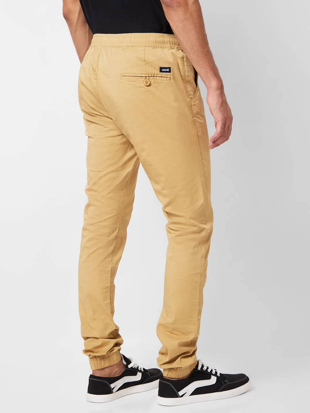 Spykar Mid Rise Khaki Trousers For Men