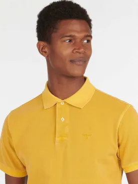 Washed Sports Polo - Mustard/Marine Blue