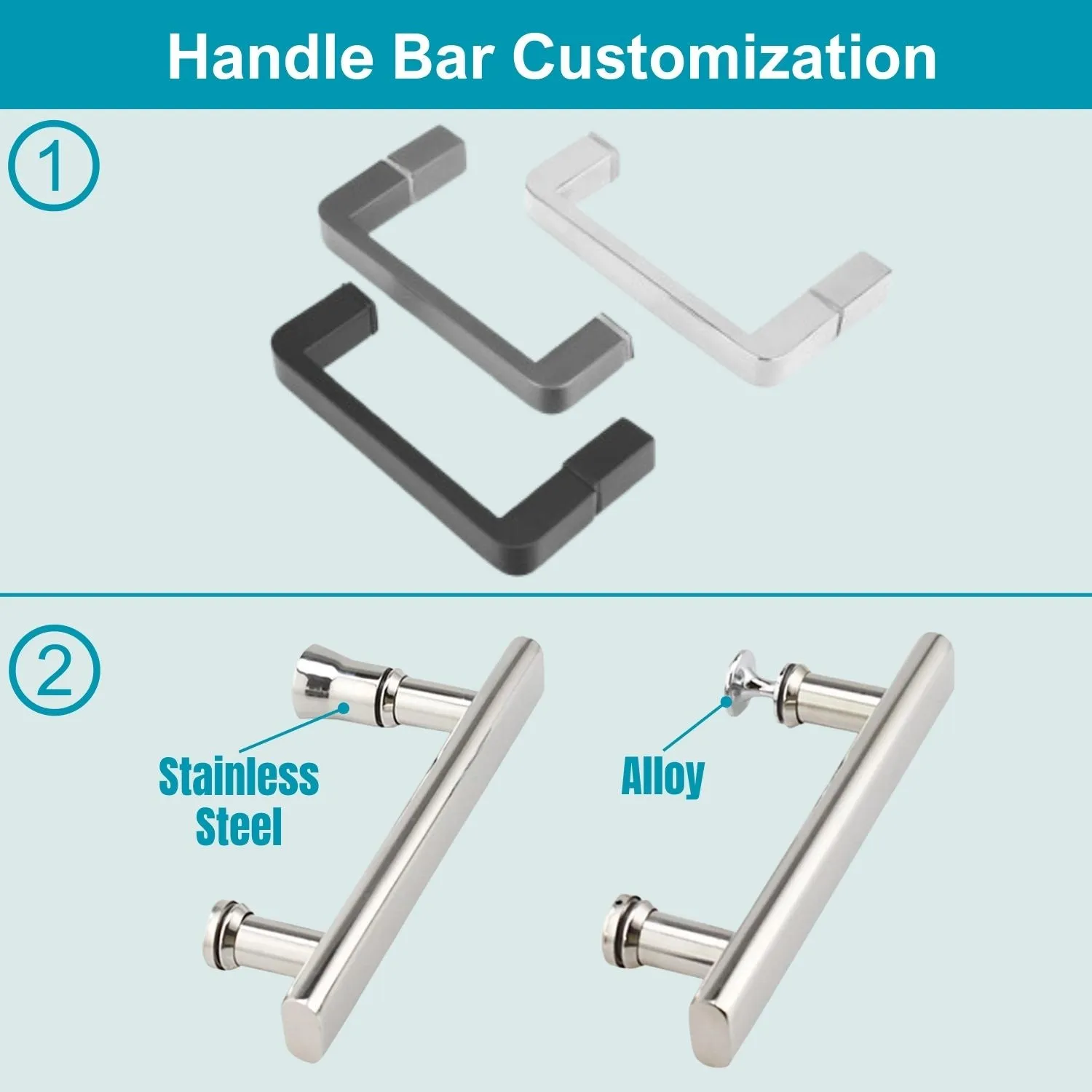 WATERPAR® Bi-Fold or Pivot Swing Frameless Shower Door Customization