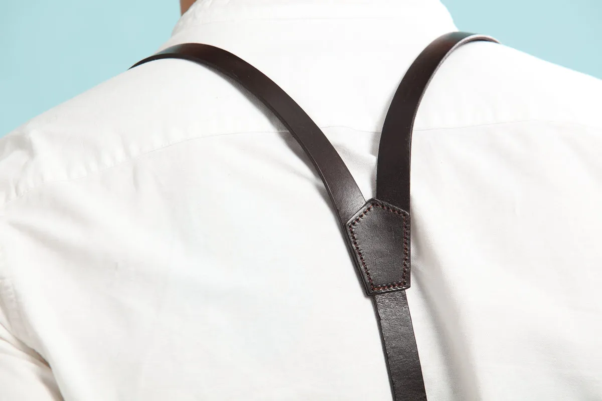 Wedding Groomsmen Suspender, Black Coffee Leather Suspenders,Suspenders for men