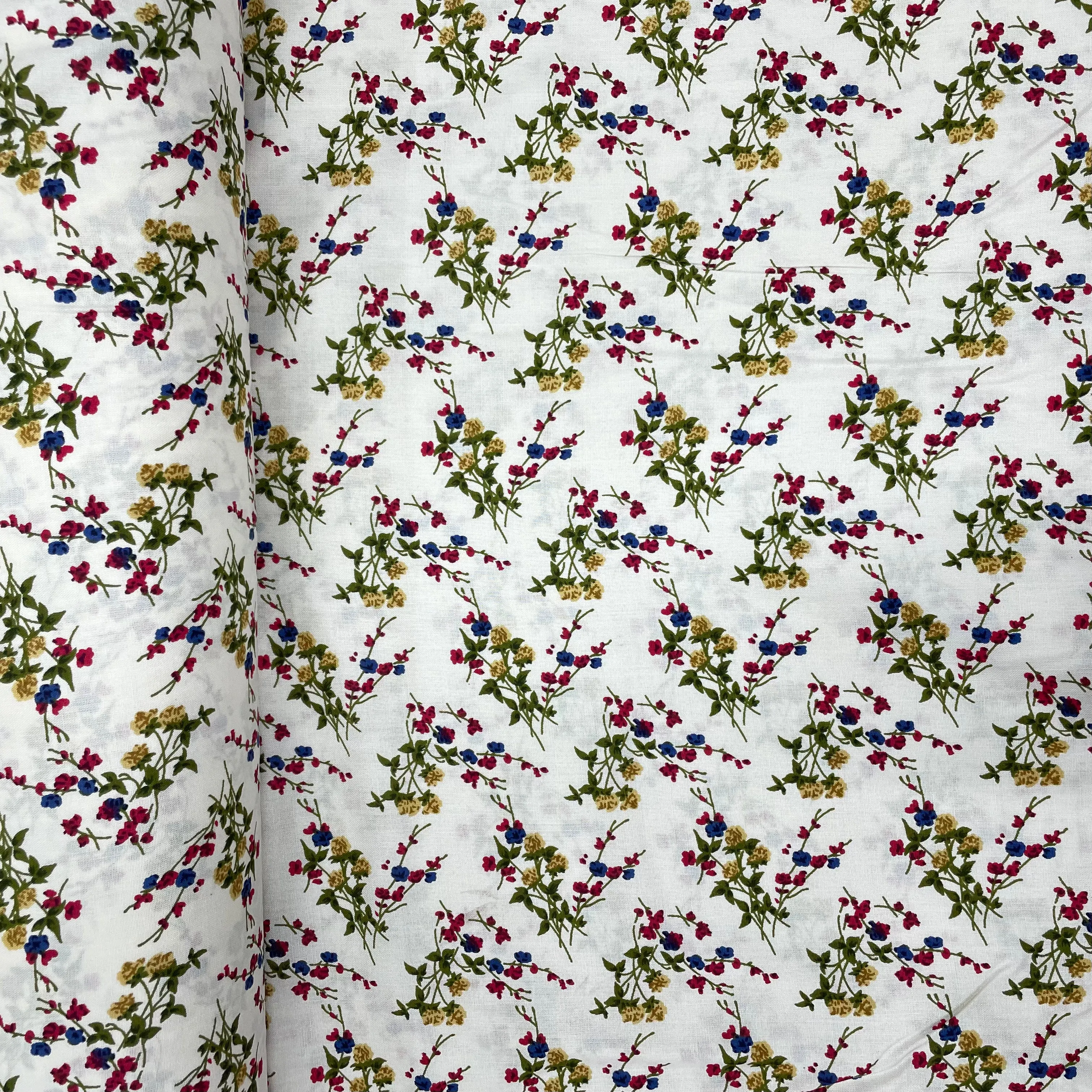 White With Yellow Floral Print Rayon Fabric